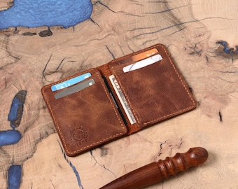 Leather Bifold Wallet: Handmade Engraved Full-Grain