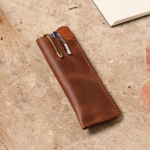 Personalized Leather PEN CASE, Pencil Case, Fountain Pen Holder,  Handmade Leather Pen Holder, Pen Sleeve, Fountain Pen Case