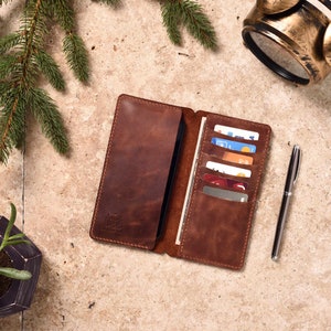 Cartera de cuero para iPhone / Funda de teléfono personalizada hecha a mano / iPhone 13, 12, 11 / Pro, Pro Max, Mini