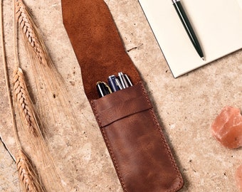 Handmade Full-Grain Leather Pen Case: Personalized Pencil Pouch