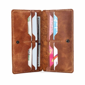 Cartera de cuero para iPhone / Cartera larga de cuero para teléfono / iPhone 13 Pro Max / Galaxy S21