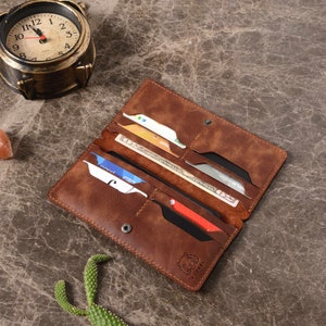 Cartera larga de cuero / Cartera de iPhone personalizada / Cartera de teléfono de cuero personalizada / Cartera de cuero para hombre / Cartera de cuero para mujer