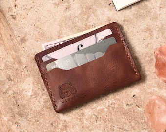 Personalized Minimalist Leather Card Holder / Handmade Credit Card Holder / Business Card Case / Personalized Gift