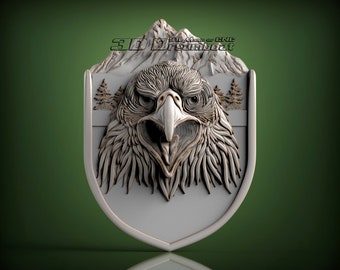 Eagle in Mountain, 3d STL Model for CNC Router, Artcam, Vetric, Engraver, Relief, Carving, Cut 3D, 10321