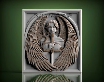 Woman Warrior Angel, 3d STL Model for CNC Router, Artcam, Vetric, Engraver, Relief, Carving, Cut 3D, 10217