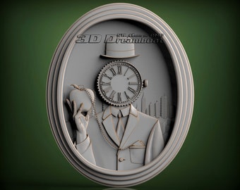 Circus Clock, 3d STL Model for CNC Router, Artcam, Vetric, Engraver, Relief, Carving, Cut 3D, 1191