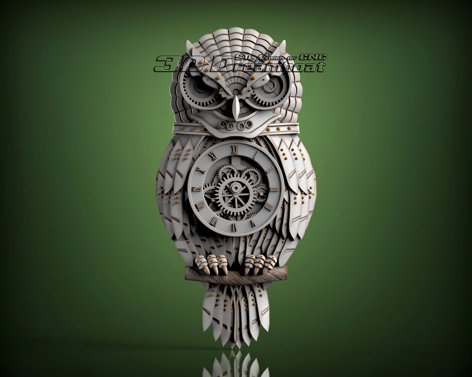 Owl Clock 3d STL Model for CNC Router Artcam Vetric - Etsy