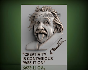 Einstein, 3d STL Model for CNC Router, Artcam, Vetric, Engraver, Relief, Carving, Cut 3D, 3004