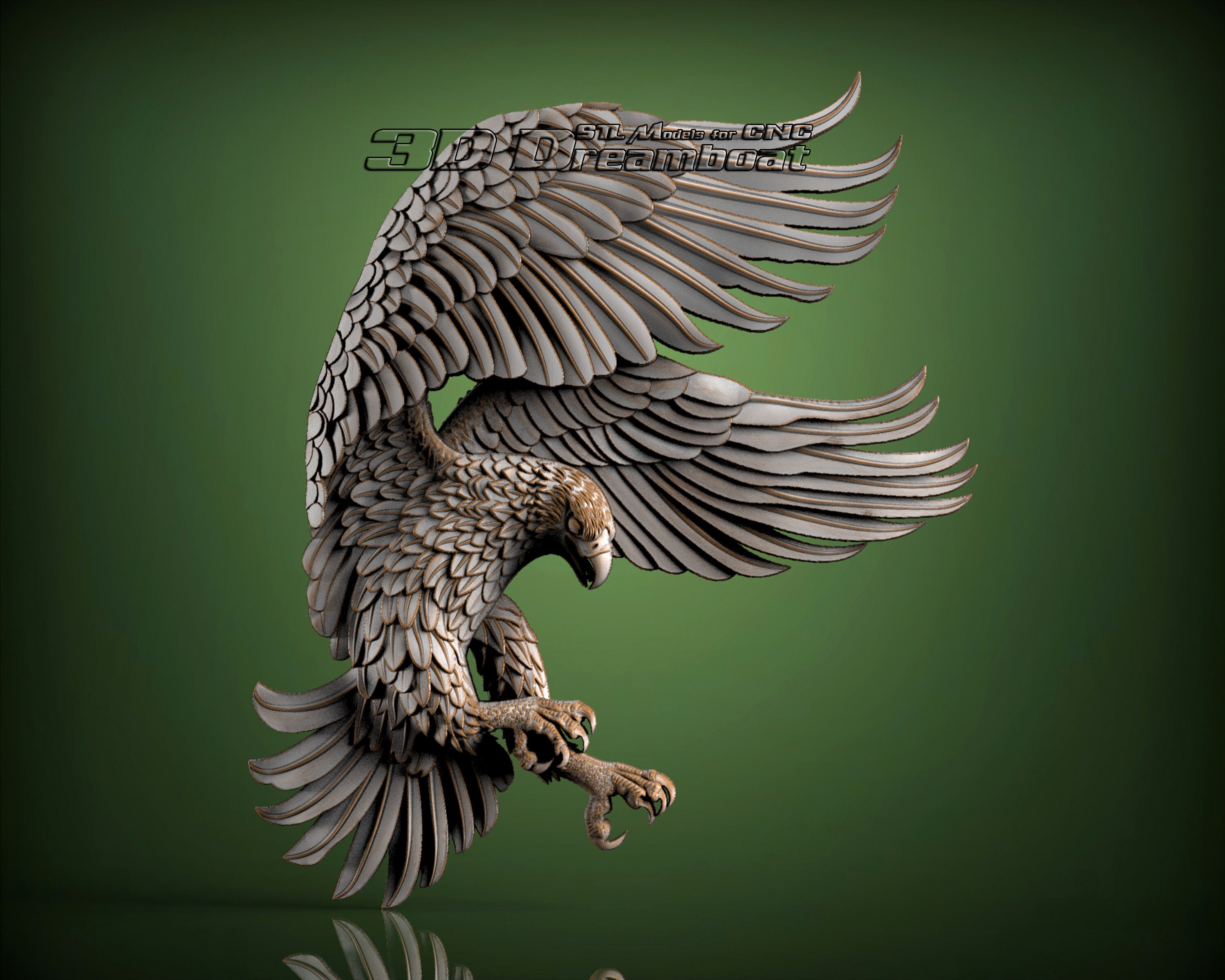 Eagle, 3d STL Model for CNC Router, Artcam, Vetric, Engraver