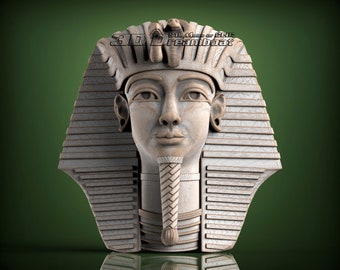 Egypt King Tutankhamun, 3d STL Model for CNC Router, Artcam, Vetric, Engraver, Relief, Carving, Cut 3D, 11180