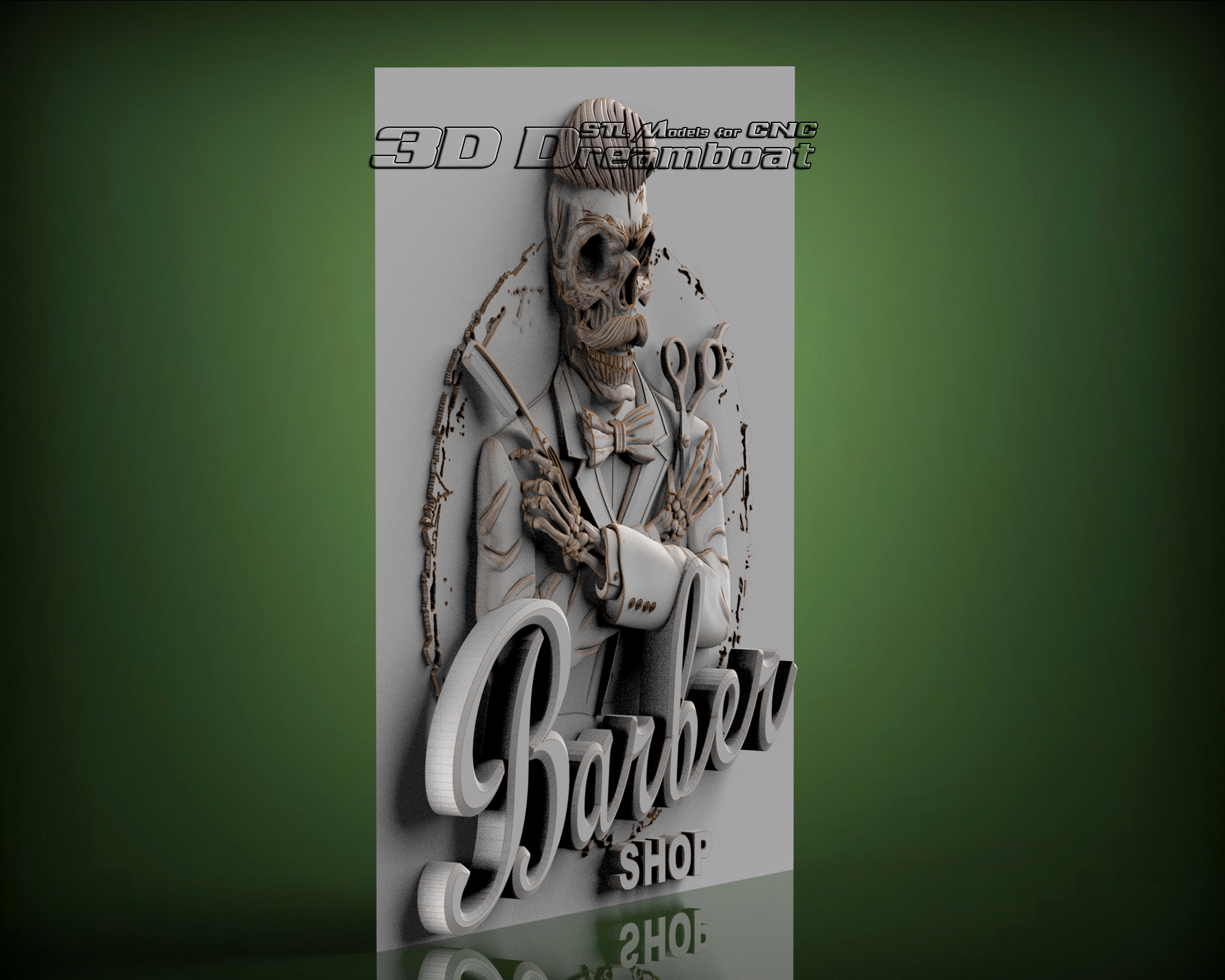 Barber Shop 3d STL Model for CNC Router Artcam Vetric | Etsy