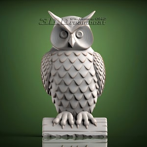 Owl, 3d STL Model for CNC Router, Artcam, Vetric, Engraver, Relief, Carving, Cut 3D,0383