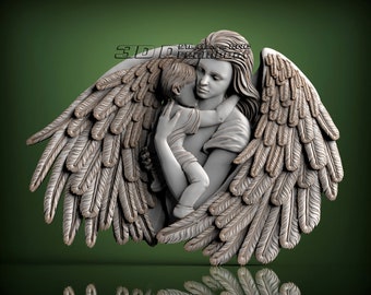 Mother Angel, 3d STL Model for CNC Router, Artcam, Vetric, Engraver, Relief, Carving, Cut 3D, 6319