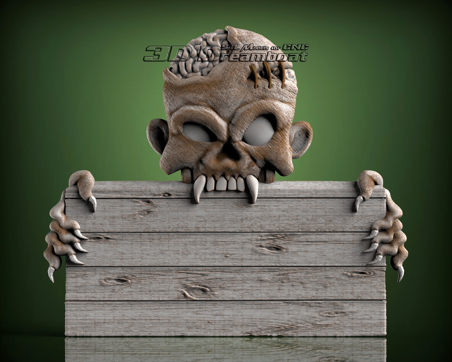 Zombie Sign 3d STL Model for CNC Router Artcam Vetric | Etsy