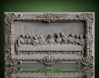 Last Supper, Religion, 3d STL Model for CNC Router, Artcam, Vetric, Engraver, Relief, Carving, Cut 3D, 4681