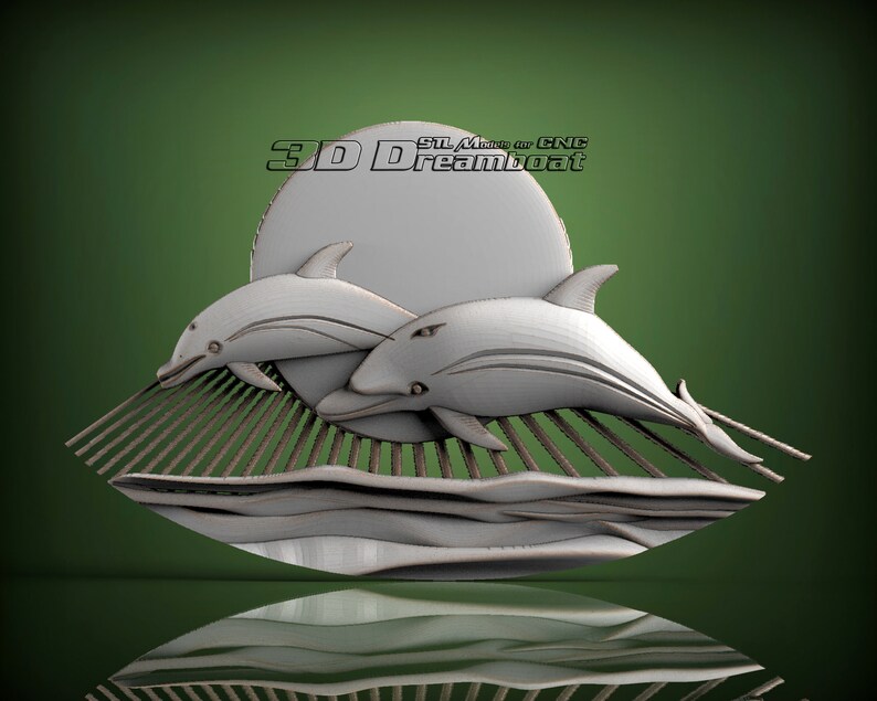 Dolphins 3d STL Model for CNC Router Artcam Vetric - Etsy