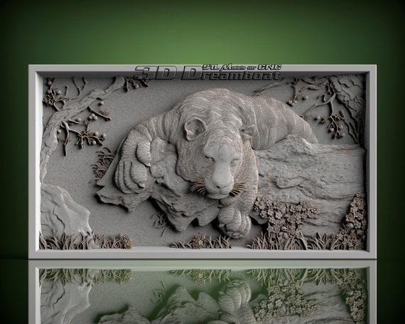 Tiger 3d STL Model for CNC Router Artcam Vetric Engraver 