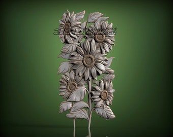 Flowers, 3d STL Model for CNC Router, Artcam, Vetric, Engraver, Relief, Carving, Cut 3D, 2578