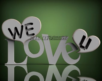 We Love You, 3d STL Model for CNC Router, Artcam, Vetric, Engraver, Relief, Carving, Cut 3D, 6722