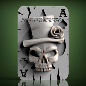 Tarjeta con calavera, modelo 3D STL para enrutador CNC, Artcam, Vetric, grabador, relieve, tallado, corte 3D, 6203
