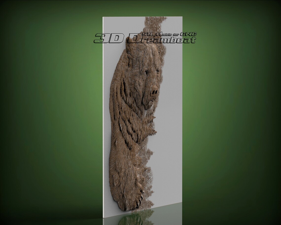 Bear in Trees 3d STL Model for CNC Router Artcam Vetric | Etsy