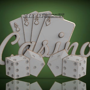 Kasino Karten und Würfel, 3d STL Modell für CNC-Fräser, Artcam, Vetric, Engraver, Relief, Carving, Cut 3D