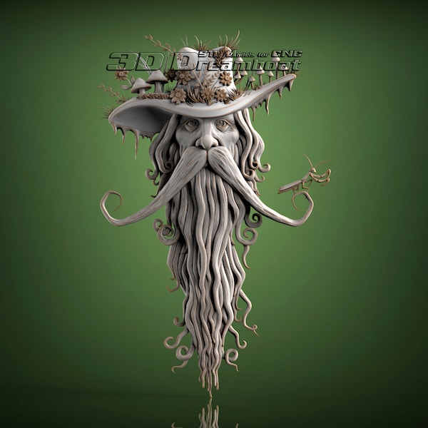 Wizard of The Forest, 3d STL Model for CNC Router, Artcam, Vetric, Engraver, Relief, Carving, Cut 3D, 6283
