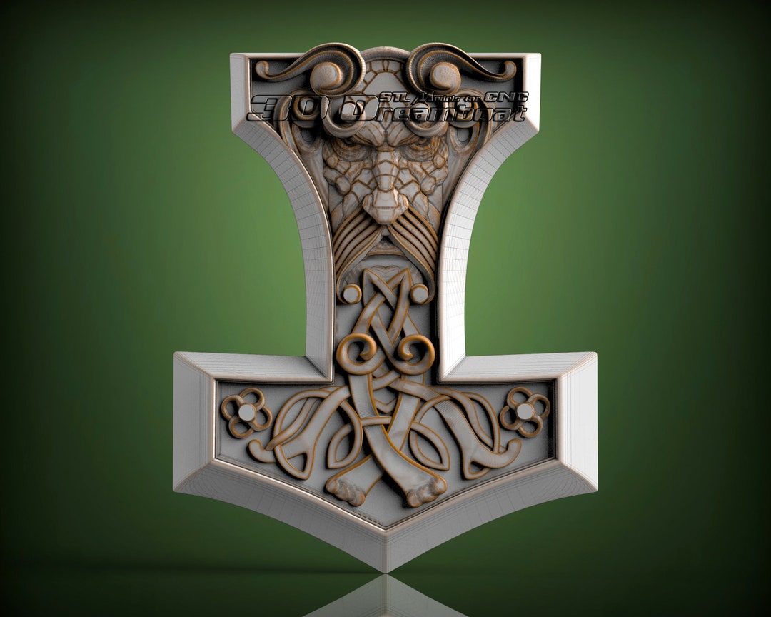 Thor Hammer, 3d STL Model for CNC Router, Artcam, Vetric, Engraver