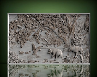 Forest View, 3d STL Model for CNC Router, Artcam, Vetric, Engraver, Relief, Carving, Cut 3D, 2840