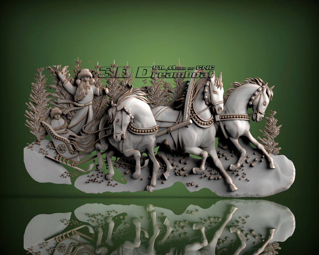 Der Weihnachtsmann kommt, 3d, STL Modell für CNC-Fräser, Artcam, Vetric