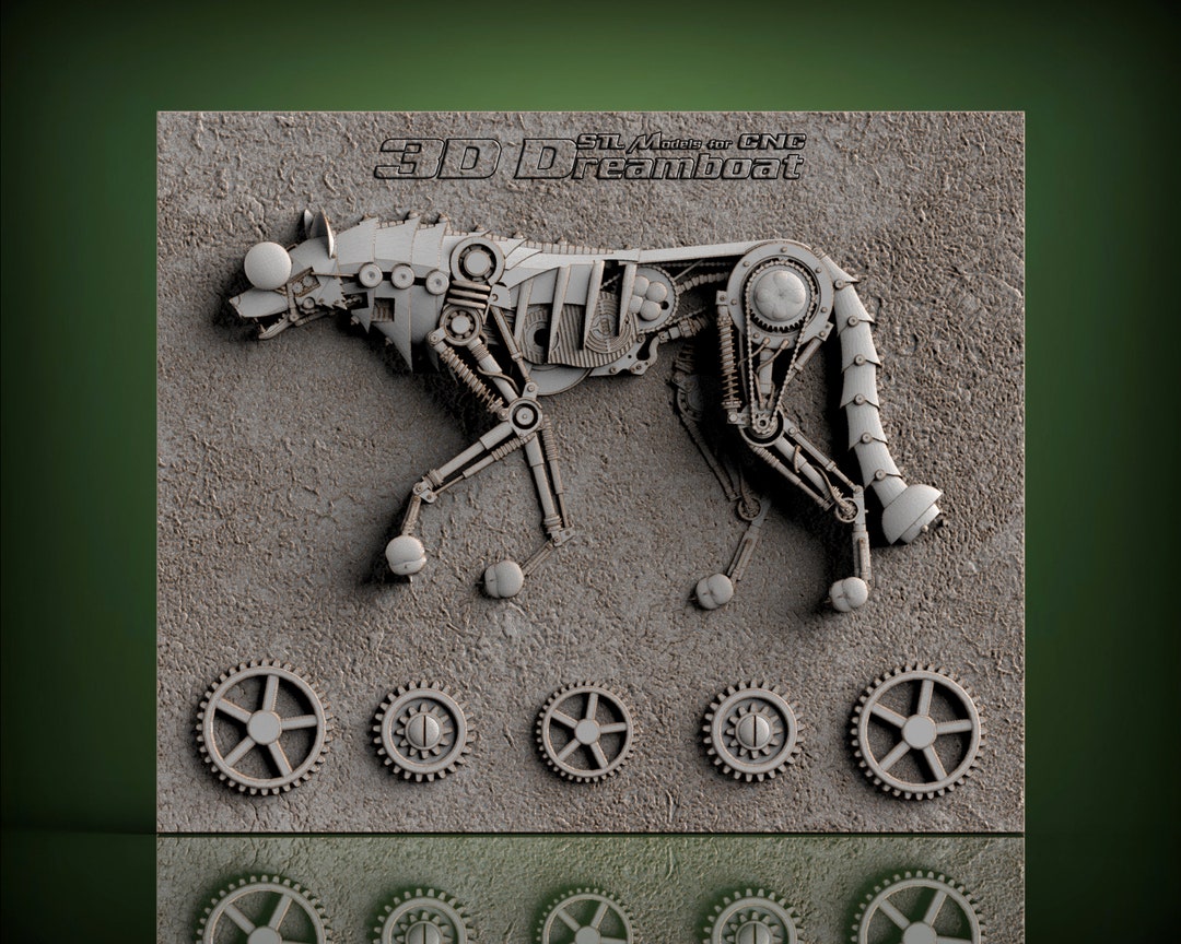 Mechanical Wolf, 3d STL Model for CNC Router, Artcam, Vetric, Engraver ...