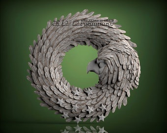 Eagle Wreath, 3d STL Model for CNC Router, Artcam, Vetric, Engraver, Relief, Carving, Cut 3D, 10177