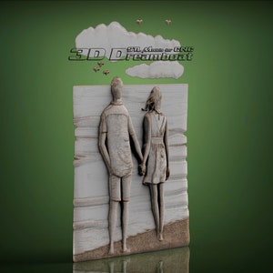 People on The Beach, 3d STL Model for CNC Router, Artcam, Vetric, Engraver, Relief, Carving, Cut 3D, 2842 image 2