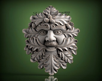 Green Man, 3d STL Model for CNC Router, Artcam, Vetric, Engraver, Relief, Carving, Cut 3D, 11192