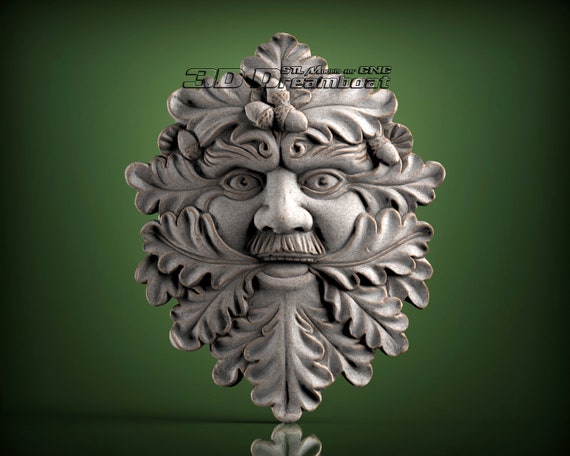 Green Man 3d STL Model for CNC Router 
