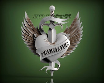 True Love, 3d STL Model for CNC Router, Artcam, Vetric, Engraver, Relief, Carving, Cut 3D, 10295