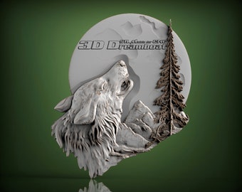 Wolf, 3d STL Model for CNC Router, Artcam, Vetric, Engraver, Relief, Carving, Cut 3D, 0651