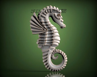Sea Horse, 3d STL Model for CNC Router, Artcam, Vetric, Engraver, Relief, Carving, Cut 3D, 0915
