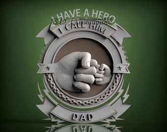 Hero Dad, 3d STL Model for CNC Router, Artcam, Vetric, Engraver, Relief, Carving, Cut 3D, 10196