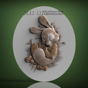 Rabbit, 3d STL Model for CNC Router, Artcam, Vetric, Engraver, Relief, Carving, Cut 3D, 0379