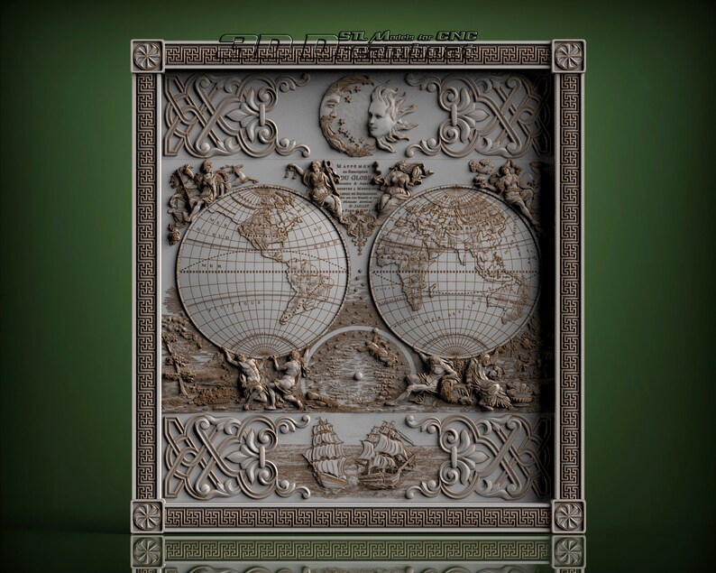 The World Map 3d STL Model for CNC Router Artcam Vetric - Etsy Canada