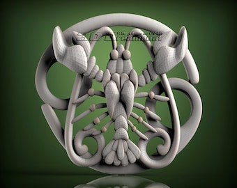 Cancer Zodiac Sign, 3d STL Model for CNC Router, Artcam, Vetric, Engraver, Relief, Carving, Cut 3D,