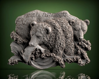 Bears, 3d STL Model for CNC Router, Artcam, Vetric, Engraver, Relief, Carving, Cut 3D, 0475