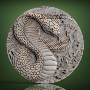 Snake Cobra, modelo 3D STL para roteador CNC, Artcam, Vetric, gravador, relevo, entalhe, corte 3D, 0531