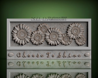 Choose to Shine Sun Flower, 3d STL Model for CNC Router, Artcam, Vetric, Engraver, Relief, Carving, Cut 3D, 6340