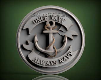 Once Navy, 3d STL Model for CNC Router, Artcam, Vetric, Engraver, Relief, Carving, Cut 3D, 10097