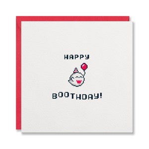 Nintendo Super Mario King Boo Pixel Birthday Greetings Card