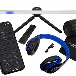 EMDR Therapy Lightbar.  Remote control or Wi-Fi operation.  Carry case.  Optional Accessories: Tappers, Full Size Tripod, Headphones.