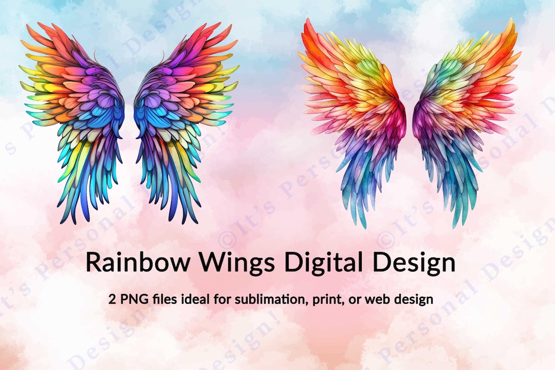 Rainbow Wings Digital Design - Etsy