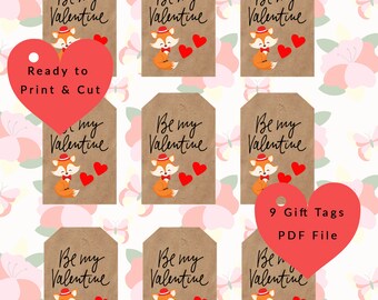 Étiquettes imprimables pour cadeaux de la Saint-Valentin, impression et découpe d'étiquettes cadeaux, fichier numérique